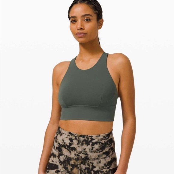 Lululemon sz 8 Wunder Train Long-Line Bra Medium Support, C/D Cup Smoked Spruce - Picture 1 of 10